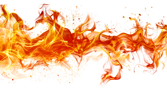 Flames flicker and swirl in vivid hues, creating an energetic visual effect against a white backdrop, evoking creativity and warmth in artistic designs.