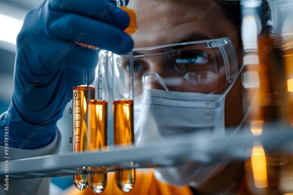 Aufkleber scientist analyzing test tubes in a laboratory setting