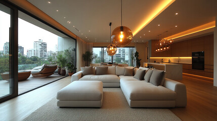 Living room ceiling lamps, highlighting the use of contemporary ceiling lights that complement the room modern decor