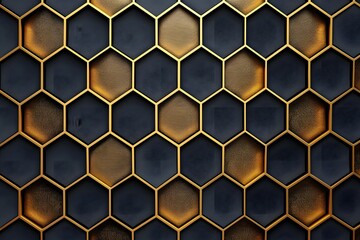 Elegant Golden Honeycomb Pattern on Dark Background