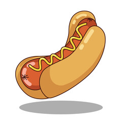 Hotdog Food Floating Cartoon Vector Icon Illustration with white background
