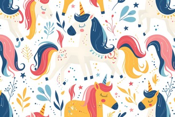 Whimsical Unicorns: A Colorful Pattern of Enchanted Creatures