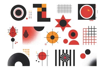 Vibrant Geometric Patterns in Bold Colors and Shapes