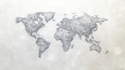 World Map with Lines Connecting Countries, Global Connection Abstract Illustration