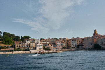 Naklejka premium Saint-Tropez is a coastal town on the French Riviera, in the Provence-Alpes-Côte d'Azur region of southeastern France. It has long been popular with artists and attracted the international jet set in 