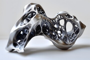 Intricate Metallic Sculpture Showcasing Organic Forms and Complex Patterns