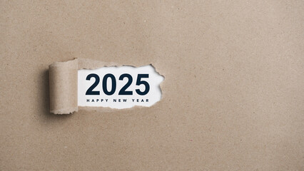 Happy new year 2025 concept Inside the paper is torn off. change to start new year, countdown and...