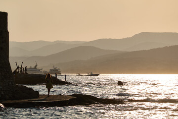 Naklejka premium Saint-Tropez is a coastal town on the French Riviera, in the Provence-Alpes-Côte d'Azur region of southeastern France. It has long been popular with artists and attracted the international jet set in 