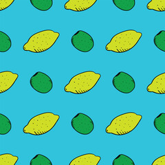 Seamless vector pattern with bright summer fruit. Trendy and colourful of Summer fruits