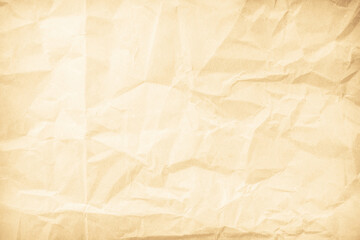 Old paper vintage texture surface for background. Recycle pale brown paper crumpled texture, Cream color recycled kraft paper texture blank with copy space for text.