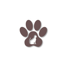 Animal paw print cat icon isolated on transparent background