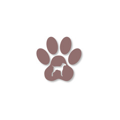 Animal paw print dog icon isolated on transparent background