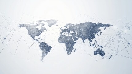 Global Network Connections: A World Map with Interconnected Lines and Dots