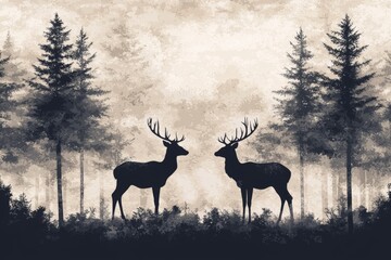A pair of deer in the forest © kharom