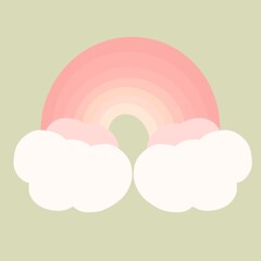 A soft and charming illustration of a pink pastel rainbow with fluffy clouds. Perfect for nursery decor, children's products, greeting cards, invitations, posters, and social media