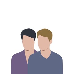Couple of man Silhouette Illustration with white Background, Modern Minimalist Duo Silhouette