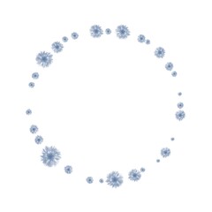 Delicate circular floral frame with light blue flowers, perfect for wedding invitations, greeting cards, or elegant design projects
