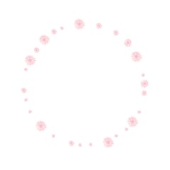 Charming circular floral frame with soft pink flowers, perfect for wedding invitations, baby showers, or feminine design projects