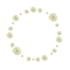 Elegant circular floral frame with soft yellow flowers, ideal for wedding invitations, greeting cards, or sophisticated design projects