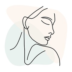 Minimalist One-Line Art of a Woman with Abstract Background