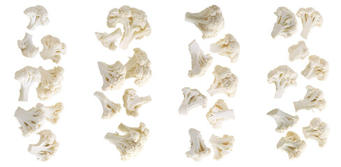 Falling cauliflower isolated on white background