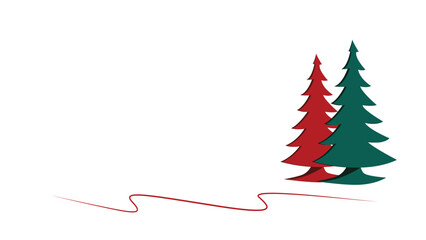 Christmas card with stylized image of two Christmas trees. Vector illustration with white background.