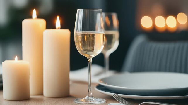 Elegant dinner party with candlelight and fine dining, sophisticated social event