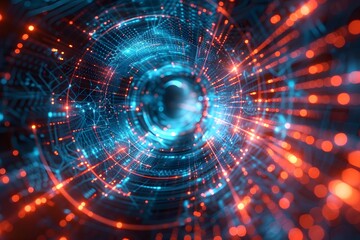 Obraz premium Dynamic Abstract Visualization of Light and Data Flow in a Digital Space