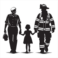 fireman silhouette Vector Firefighter Man silhouette  collection, 