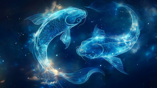 Pisces zodiac sign, The constellation of pisces zodiac sign, Pisces zodiac sign astrological background. The Pisces horoscope sign