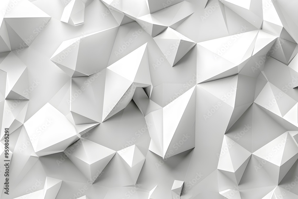 Poster abstract white geometric background with sharp angles and facets
