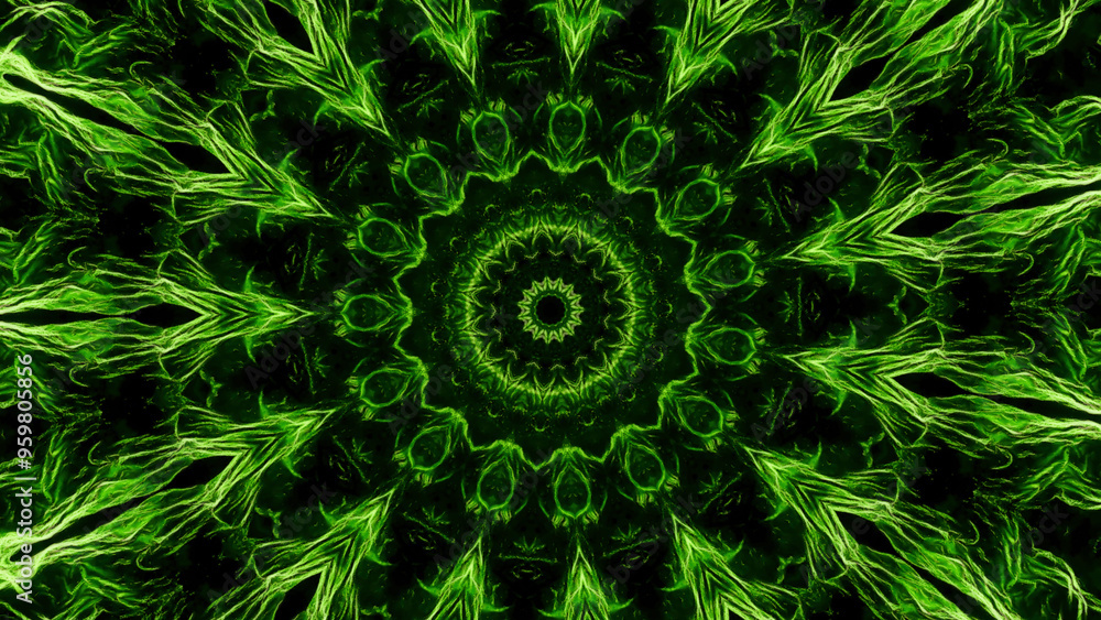 Aufkleber Animation of pattern with energy lines in space. Animation. Hypnotic pattern with moving luminous threads of energy on black background. Beautiful psychedelic pattern with flashing lights