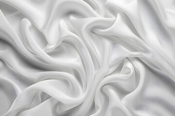 Obraz premium Elegant White Satin Fabric Texture with Soft Drapes and Waves