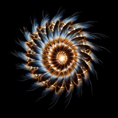 Abstract Spiral Design with Blue and Orange Hues.