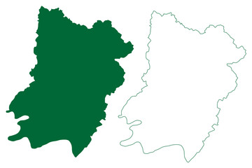 Obraz premium Auraiya district (Uttar Pradesh State, Republic of India) map vector illustration, scribble sketch Auraiya map