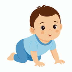 vector a baby is on all fours on white background