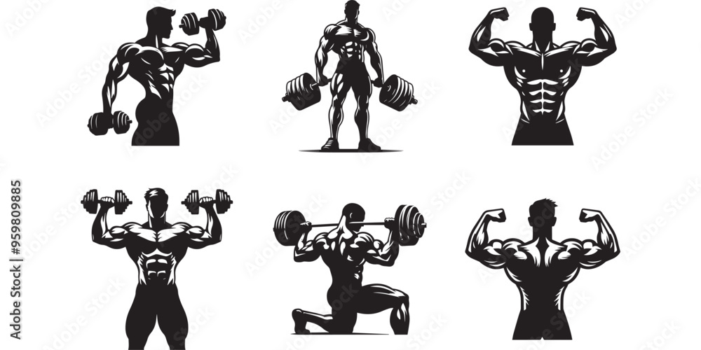 Poster  body builder man vector illustration