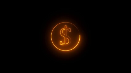 neon glow Bit coin sign illustration ,lighting dollar concept