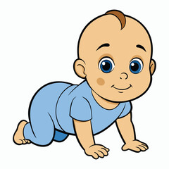 vector a baby is on all fours on white background
