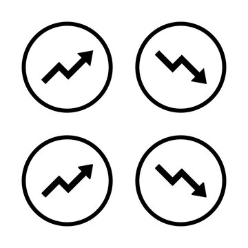 Uptrend and downtrend arrow icon on circle line. Zigzag arrows up and down concept