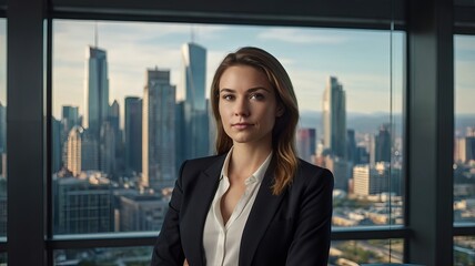 Fototapeta premium professional business women portrait in the office working , women CEO , business women , ai generated