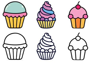 set of cupcake and muffin icon. 