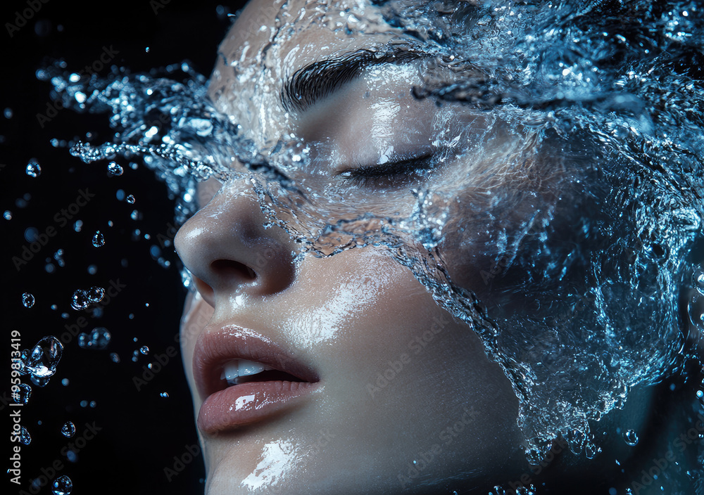 Canvas Prints Water splash with a beautiful woman, a beauty concept.