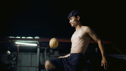 Exercise by playing men's sepak takraw. Training skills in sepak takraw and tekkball.