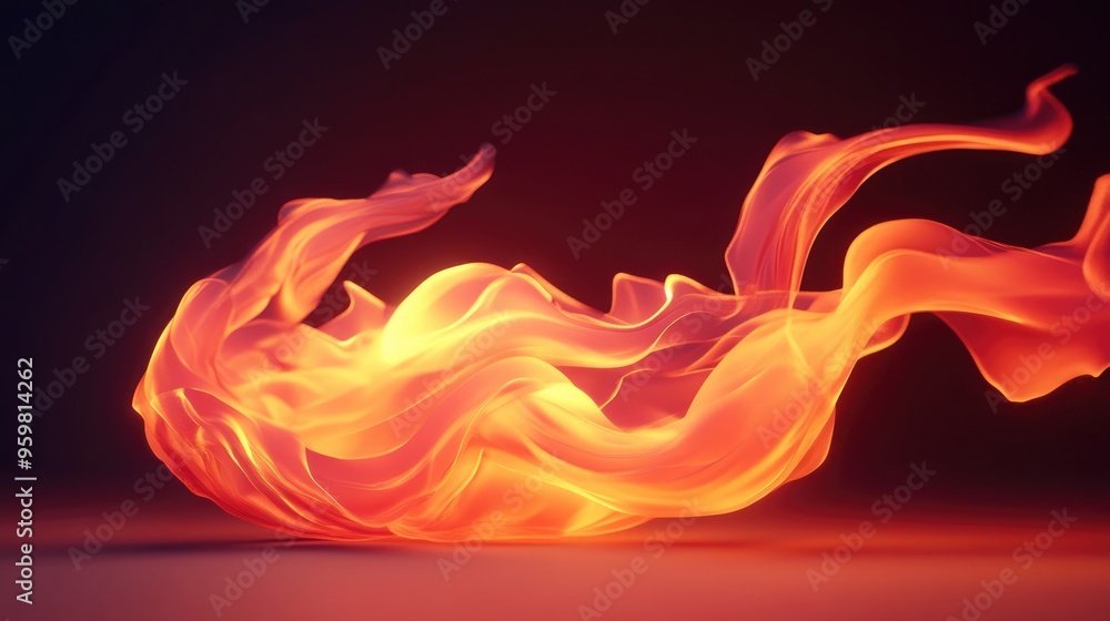 Poster abstract fire figure in 3d cartoon rendering suitable for a tattoo design