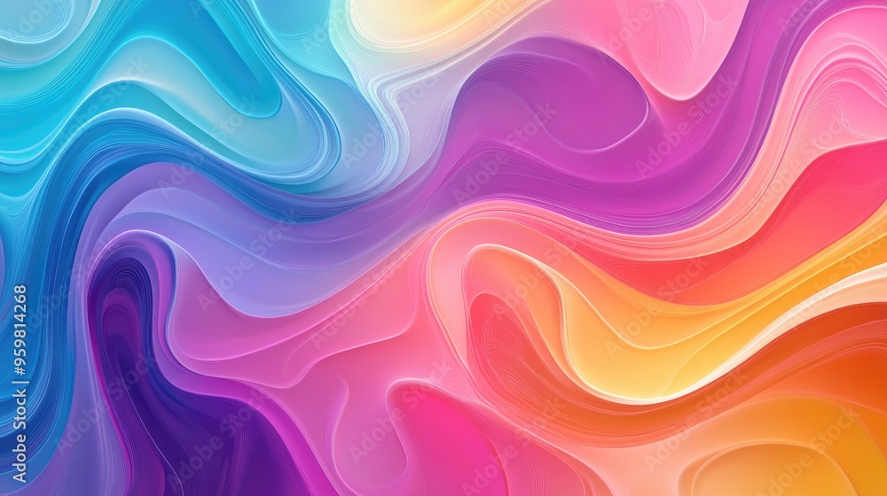 Poster colorful abstract background featuring a 3d cartoon rendering creative wavy multicolored design for 