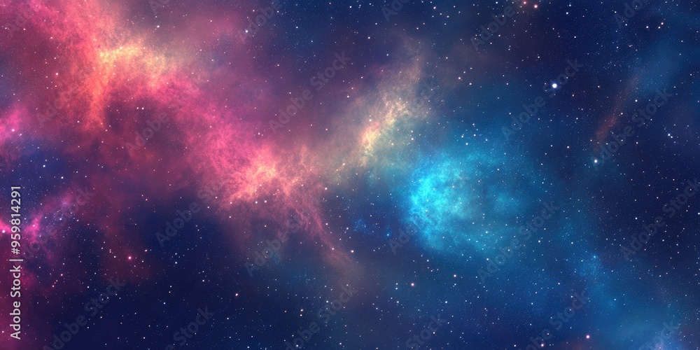 Wall mural high definition star field background with a 3d cartoon rendering colorful starry night sky and oute