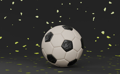 Naklejka premium soccer football on black and green speckled background