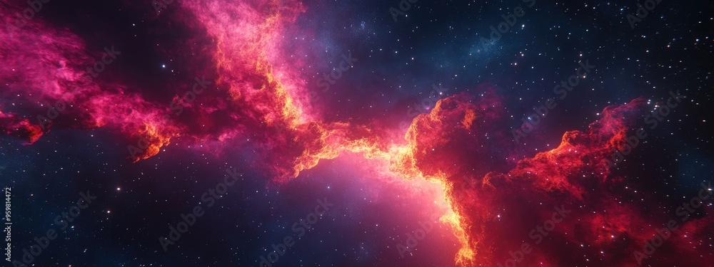 Aufkleber Vibrant Nebula in Deep Space rendered in 3D cartoon style