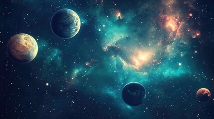 Obraz premium Space backgrounds illustration in 3D cartoon rendering Design wallpaper banner